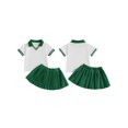 thumbnail image 2 of Kids Toddler Baby Girls Summer Outfits 6 12 18 24 Months 2T 3T 4T Contrast Colors Short Sleeve T-Shirt and Elastic Pleated Skirt Set Cute 2 Piece Clothes, 2 of 9