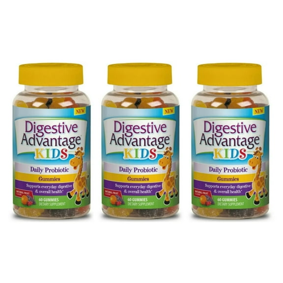 Digestive Advantage Kids Daily Probiotic Gummies - Survives Better than 50 Billion - 60 count (Pack of 3)
