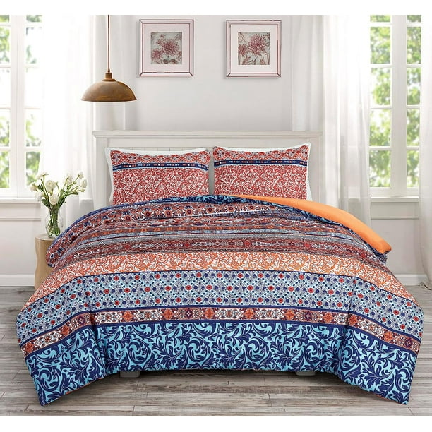 Chezmoi Collection Shore 2-Piece Boho Stripe Twin Comforter Set ...