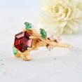 thumbnail image 5 of JEWELRYTREASURE 1.5 ct / 6 mm Hexagon Garnet Ring Emerald Diamond Twig Leaf Jewelry Art Deco Wedding Ring January Birthstone Anniversary Gift for Her, 5 of 8