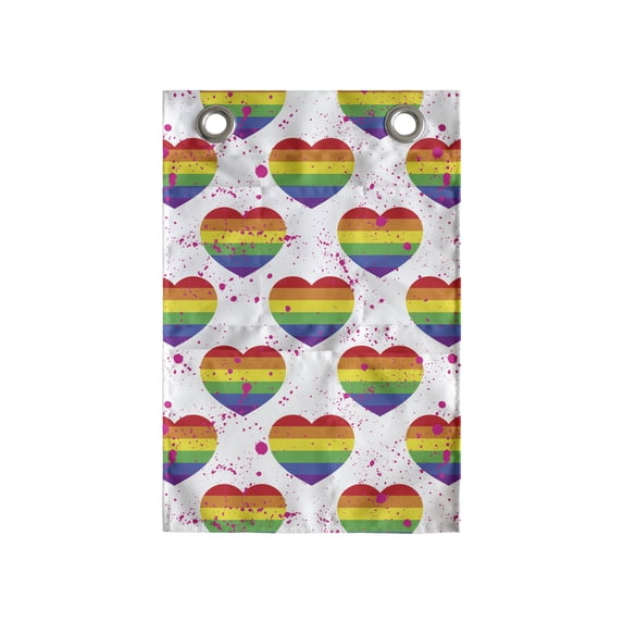 Pride Day Hanging Pocket Organizer, LGBT Rainbow Hearts Valentines Watercolor Splashes Pattern, Printed Polyester Storage Bag with Pockets, 14" x 20", Hot Pink Azure Blue