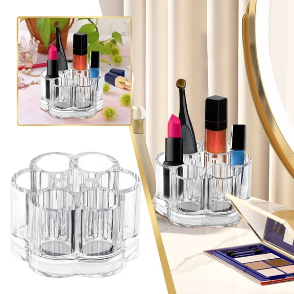 Mini Lipstick Organizer Transparent Makeup Storage Rack Display Holder Cosmetic Desktop Countertop Stand