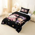 thumbnail image 2 of Manfei Cute Pet Bow Cat Twin Comforter Sets, Cartoon 67 Number Bedding Set, Black Pink, Black Reversible, 2pcs, 1 Comforter and 1 Pillowcase, 2 of 7