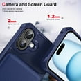 thumbnail image 3 of ChicShell For iPhone 16 Case with Cards Holder, Anti-scratch Shockproof Protection Cover For iPhone 16 Wallet Phone Case, Darkblue, 3 of 7