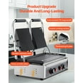 thumbnail image 3 of VEVOR Commercial Panini Grill, 3600W Electric Sandwich Panini Maker, Stainless Steel Double Sandwichs Press Grill with Handle and Temp Control, 19x9 in Flat Enamel Plate for Hamburger Steak Bacon, 3 of 9