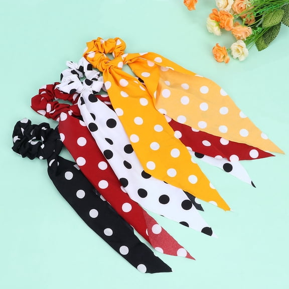 NICEXMAS 4Pcs Woman Ponytail Holder Bowknot Hair Band Elastic Ribbon Hair Ropes Assorted Color