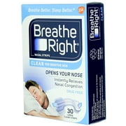 Breathe Right Clear Nasal Strips, Clear, Large, 30 Ct (6 Pack) (Bundle)