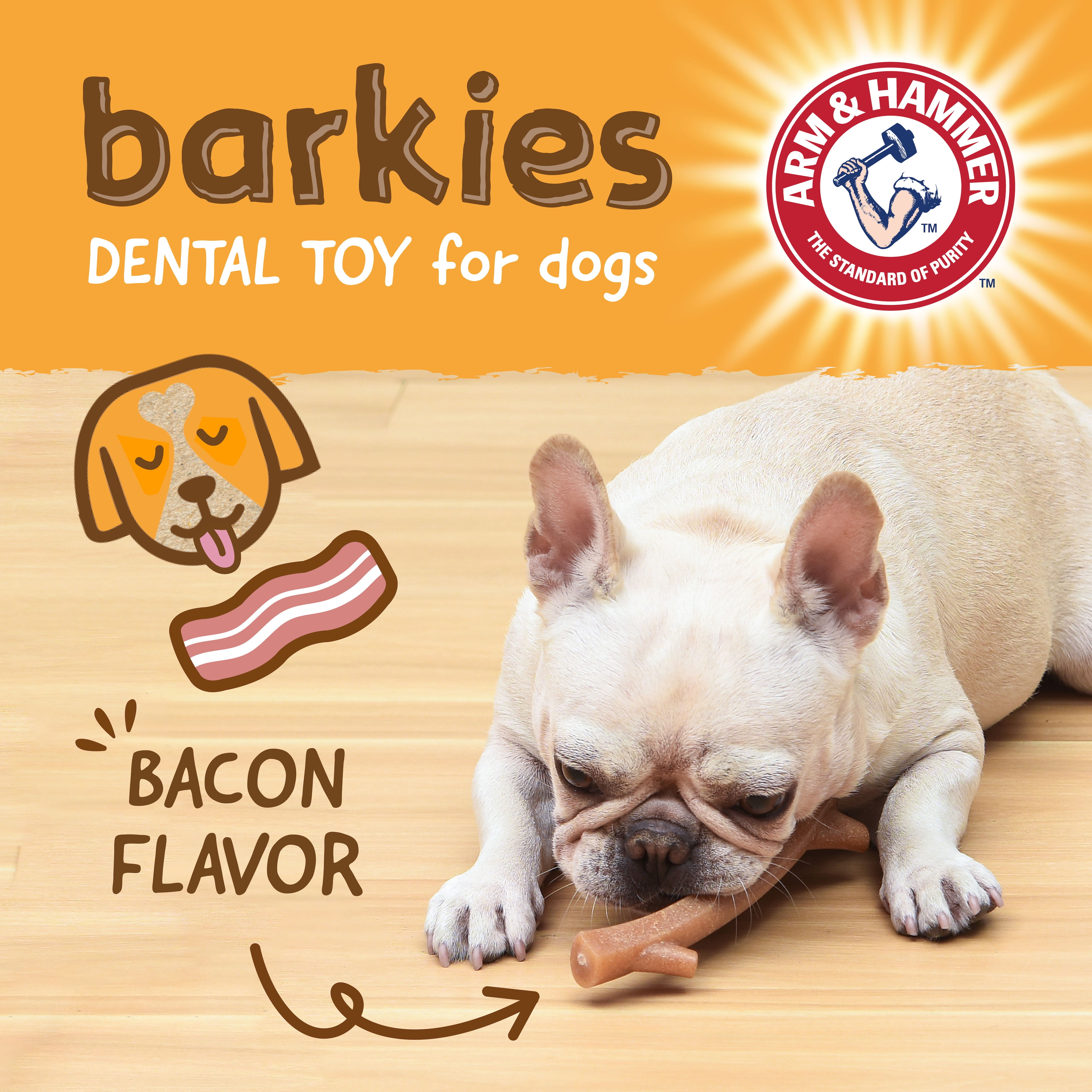 Arm & Hammer Barkies 8" Real Wood Mix Tree Branch Durable Dental Dog Chew Toy Bacon Flavor