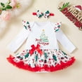 thumbnail image 4 of DHFJKG Christmas Girls Bodysuits Lace Trim Dress Long Sleeve Cute Cartoon Print Romper With Hairband 2 Piece Sets For Baby 1-12M Party Holiday Festive Wear Xmas Kawaii Onesies, 4 of 5