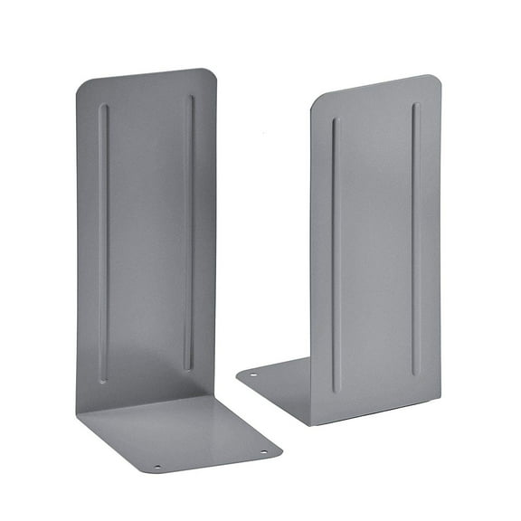 Acrimet Jumbo Premium Metal Bookends 9" (Heavy Duty) (Silver Color) (1 Pair Pack)