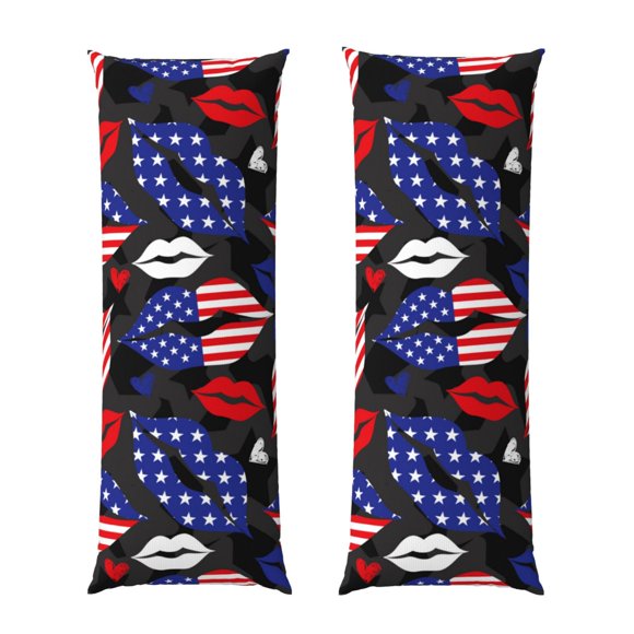 Kdxio American With Lips Print Body Pillow Cover with Zipper,Soft Body Pillow Pillowcase,Long Pillow Case Cover,20x54 Inch
