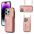 thumbnail image 1 of ELEHOLD Crossbody Wallet Case For iPhone 13 Pro,with RFID Card Slots Zipper Pocket Kickstand Function Shockproof Purse Case with Detachable Shoulder Strap,Rosegold, 1 of 7