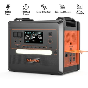 SolarPlay 2500W(Peack 4800W) Portable Power Station 2304Wh LiFePO4 Solar Generator Fast Charging for Home Backup Outdoor Camping