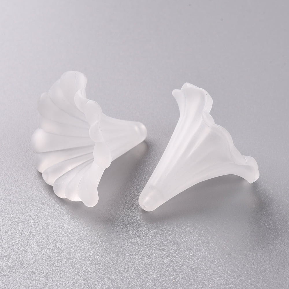 500gs Transparent Acrylic Beads Calla Lily Frosted Clear 40.5x33x35mm Hole: 1.8mm about 135pcs/500g