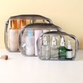 thumbnail image 1 of Bolsa de cosméticos de PVC grueso para exteriores, bolsa de artículos de tocador transparente, bolsa de almacenamiento de viaje, bolsa de artículos de tocador portátil, impermeable y a, 1 of 5