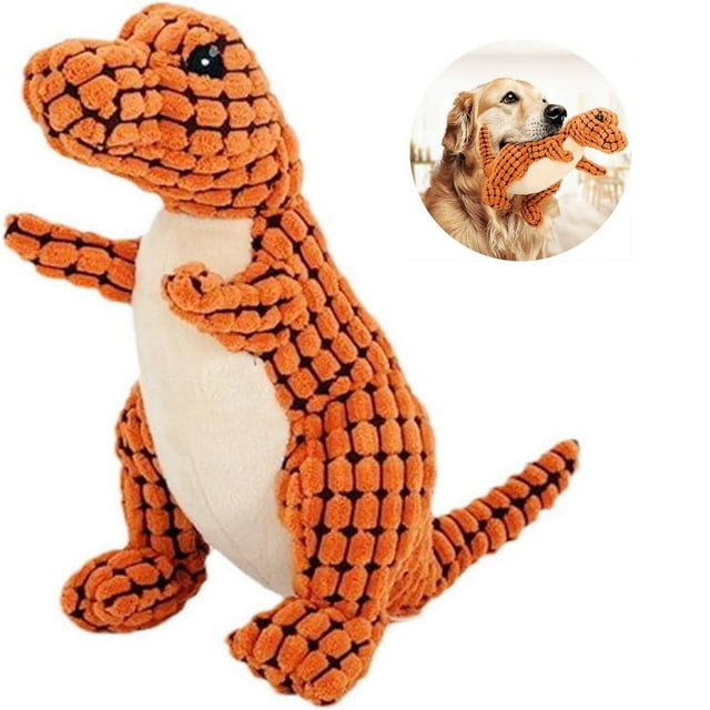 Juguete de peluche para perros, juguetes chirriantes indestructibles para perros, juguetes duraderos para masticadores agresivos, juguetes masticables para perros (naranja)