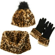 Warm Cozy 3-Pc Faux Fur Hat Scarf Gloves Set Women's 727-172