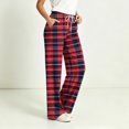 thumbnail image 7 of Hvogkswy Women Plaid Pajama Pants Loose Straight Wide Leg Lounge Pants Drawstring Elastic Waist Home Pajama Bottoms with Pockets, 7 of 7
