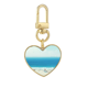 thumbnail image 1 of Llavero de metal en forma de corazón dorado Playa de arena del mar ciencia naturaleza, 1 of 3