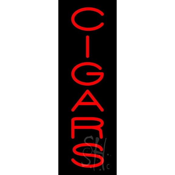 Red Vertical Cigars LED Neon Sign 24" Tall x 8" Wide, Clear Edge Cut Acrylic Backing, with Dimmer - Bright and Premium built indoor LED Neon Sign for Bar decor.
