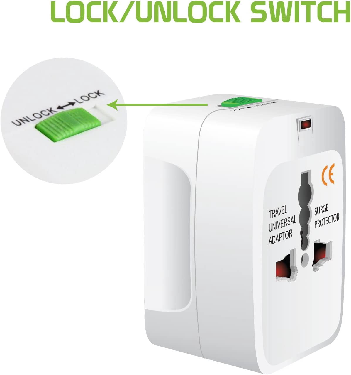 2 Pack Universal Travel Portable Worldwide Power Adapter Converter All in One International Out of Country Travel Wall Plug for Input in USA EU UK France Italy Australia India Outlets