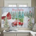 thumbnail image 5 of Christmas Red Truck Sheer Curtains 45 Inch Length 2 Panels Set, Semi Transparent Voile Rod Pocket Curtains for Living Dining Room Bedroom Drapes Winter Cardinal Xmas Tree, 5 of 8