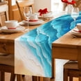 thumbnail image 5 of Teal Blue Beach Coastal Table Runner 108 Inches, Summer Nautical Seaside Ocean Ombre Bed Runner Dresser Scarves Tabletop for Indoor Outdoor Parties/Ceremony/Banquet, 13"x 108", 5 of 9