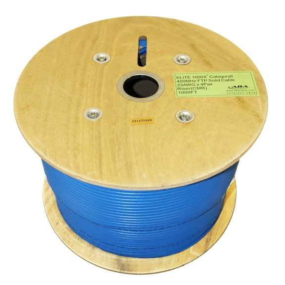 Infinity Cable CAT6 CMR Rated Shielded Solid FTP 100% Pure Copper, 1000ft. Bulk Cable Reel, Blue