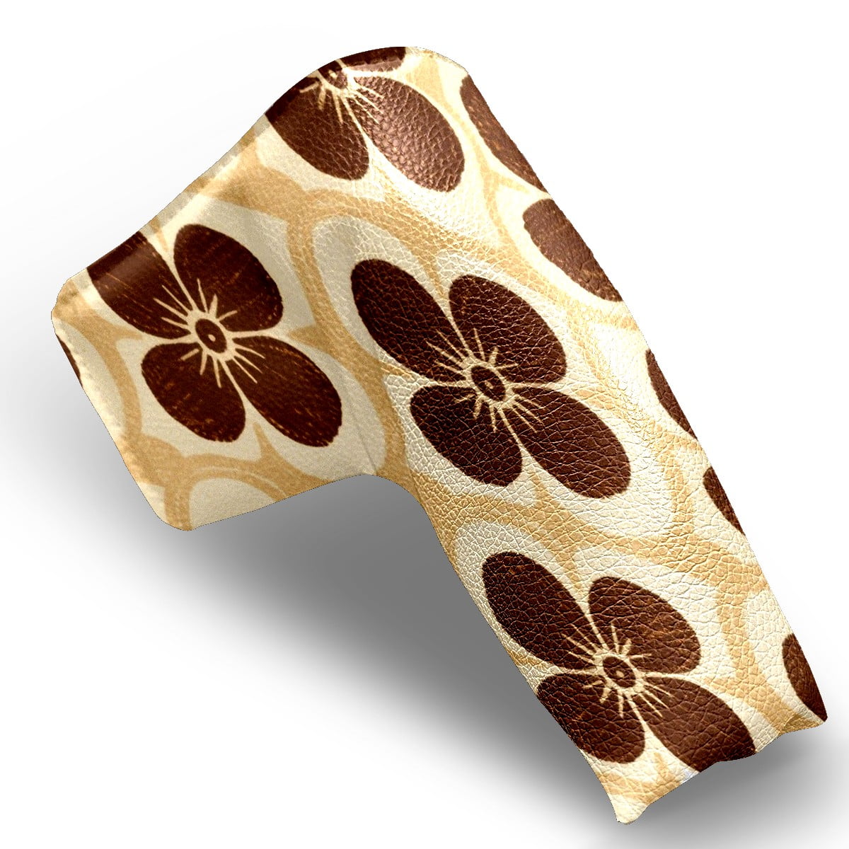 Golf Club Head Cover | Leather Golf Club Putte Headcover , Waterproof Golf Club Head Cover Set Driver Headcovers for Golf Clubs Men Women Brown Floral Design
