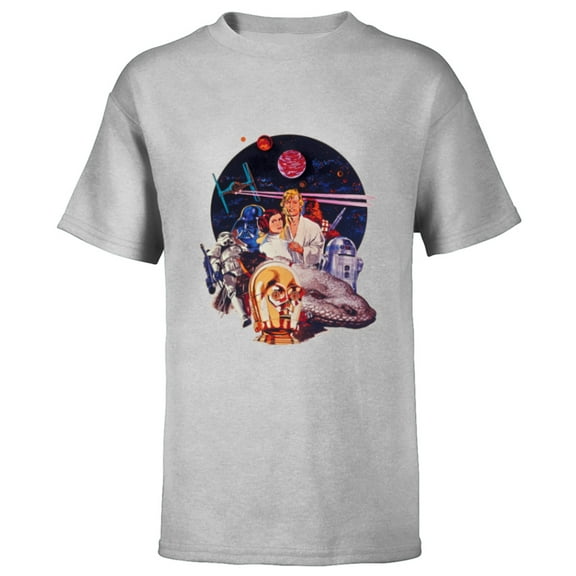 Star Wars Episode IV: A New Hope Vintage Movie Art - Short Sleeve T-Shirt for Kids - Customized-Athletic Heather