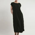 thumbnail image 2 of TJAZFJPA Collants pour Femmes à Porter sous les Robes Robe Unie Sans Manches à Col Rond Maxi avec Poches en Lin Ample et Bouffante Caftan Longue Robe à Pois Robe d'Hiver Formelle, 2 of 7