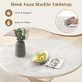 thumbnail image 6 of Resenkos 36-Inch Mid Century Modern Kitchen Table with Faux Marble Tabletop and Solid Rubber Wood Legs-White, Dining Table, Kitchen Bar Height Table and Chairs for Dining Room, Small Space, 6 of 7