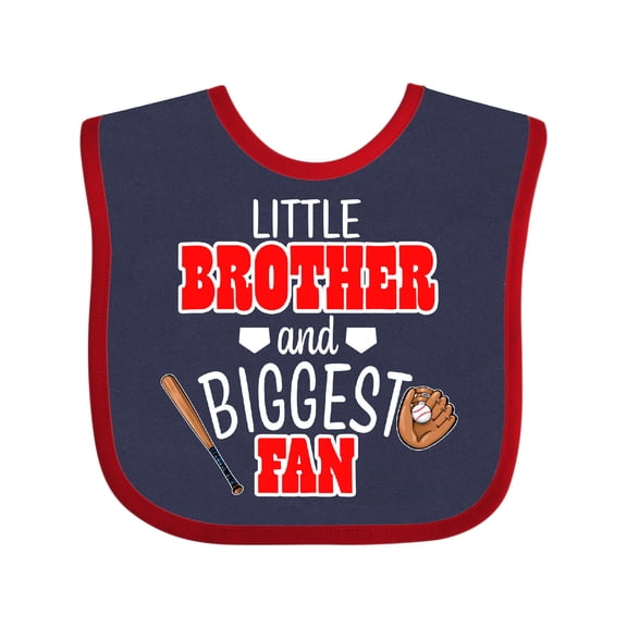 Inktastic Little Brother and Biggest Fan- Baseball Glove and Bat Boys Baby Bib