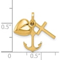 thumbnail image 4 of 14K Yellow Gold Polished Heart Cross Anchor Pendant (17 X 20) Made In Italy yc1067, 4 of 6