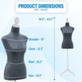 thumbnail image 2 of FDW Dress Form Sewing Mannequin - 50-63" Adjustable w/Wooden Tripod Stand，Grey, 2 of 7