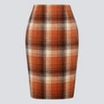 thumbnail image 2 of Pencil Plaid Skirts For Women Fall Winter High Waist Bodycon Knee Length Wool Midi Skirt With Slit Club Basic Leisure Dailywear, 2 of 3