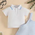 thumbnail image 4 of Gubotare Summer Baby Boy Clothes Newborn Baby Boys Summer Outfits Casual Short Sleeve Romper Shorts Set 0 3 6 9 12 18 24 Months,Blue, 4 of 6