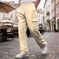 thumbnail image 5 of Men Drawstring Elastic Waist Cargo Pants Four Pockets Relaxed Fit Straight Leg Casual Outdoor Trousers Solid Color Mens Long Pants Yellow L, 5 of 7