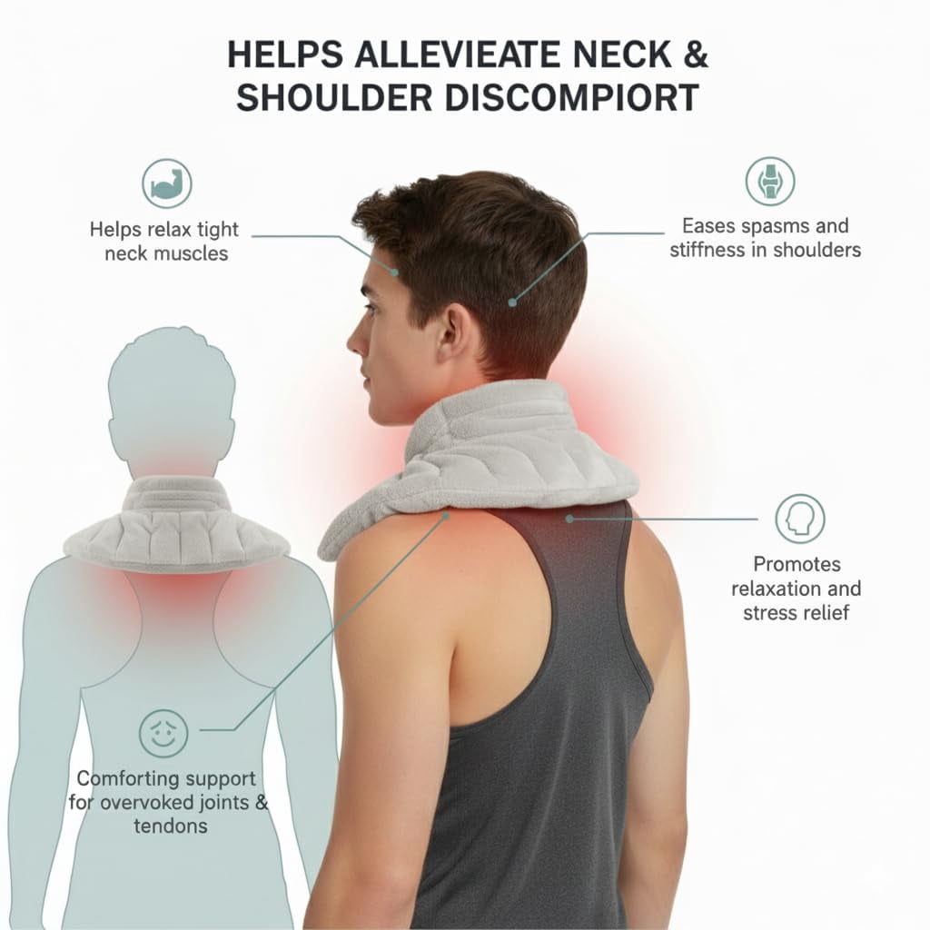 Herbal Concepts Microwavable Neck and Shoulder Wrap, Hot and Cold Therapy, Charcoal