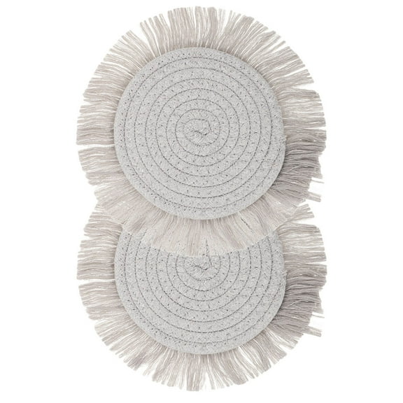 UPOUART Woven Round Placemats 2Pcs Heat Resistant for Farmhouse Table Decor Rustic Style