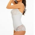 thumbnail image 5 of Ndbuld Waist Trainer for Women Fashion Women Solid Color V-neck Lace Camisole Waist Lift Buttocks Crotch Buckle Shapewear Bodysuit ,S-3XL,White,M, 5 of 5