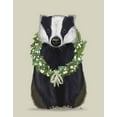 thumbnail image 2 of Fab Funky 15x18 White Modern Wood Framed Museum Art Print Titled - Christmas Badger and Sage Wreath, 2 of 4