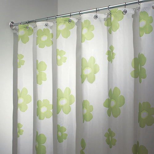Interdesign 35324 Green Poppy Shower Curtain Cloth Flower Bathroom Bath 