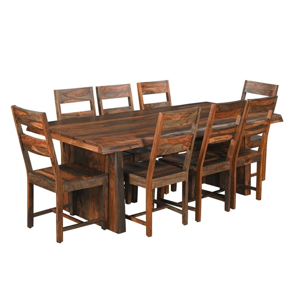 Pemberly Row 86" Live Edge Solid Wood Dining Table in Dark Brown