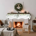 thumbnail image 3 of Sage Green Christmas Fireplace Mantle Scarf, Xmas Botanical Berry Winter Mantel Cover Table Runner for Home Living Room Door Window, Indoor Outdoor Holiday Party Decor 17" x 60", 3 of 8