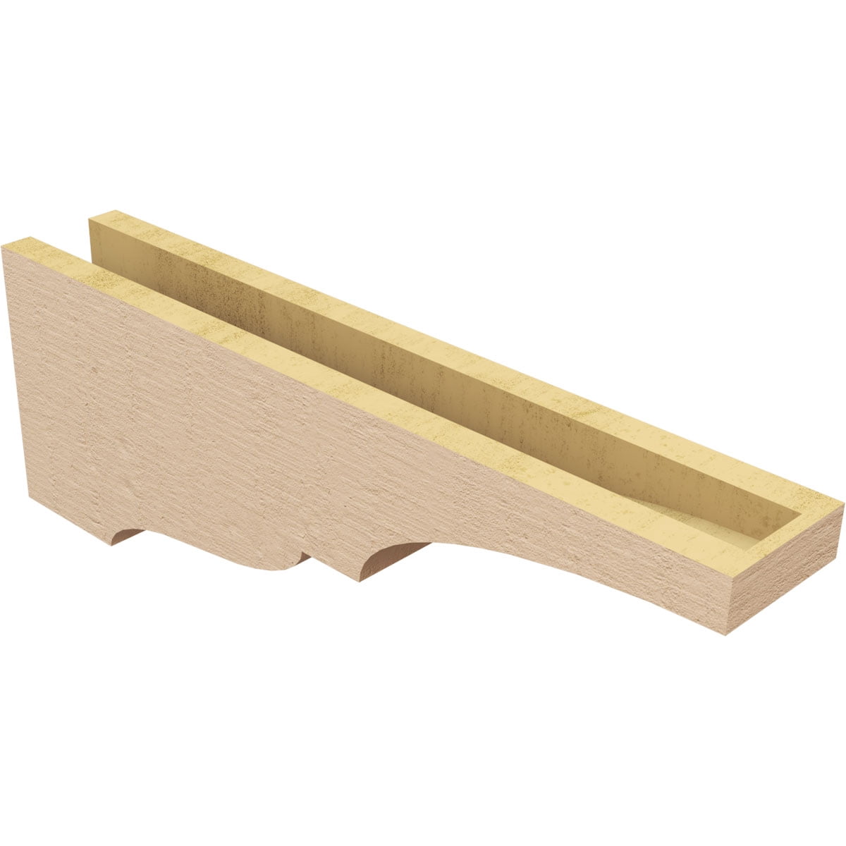 4"W x 24"D x 8"H Thin Asheboro Rough Cedar Woodgrain TimberThane Corbel, Primed Tan