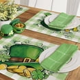 thumbnail image 5 of St. Patrick''s Day Top Hat Placemats Set of 4, Eucalyptus Leaves Shamrock Clover Plaid Farmhouse Dining Table Place Mats, Gold Horseshoe Irish Holiday Kitchen Decor Home Decoration 12 x 18 Inch, 5 of 5