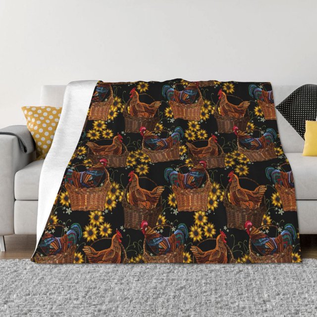 Fotbe Chicken Rooster Manta de Franela con Estampado, Manta Ultrasuave para Cama, Sofá, Auto, Hipoalergénica y Antibolitas-60"x50"