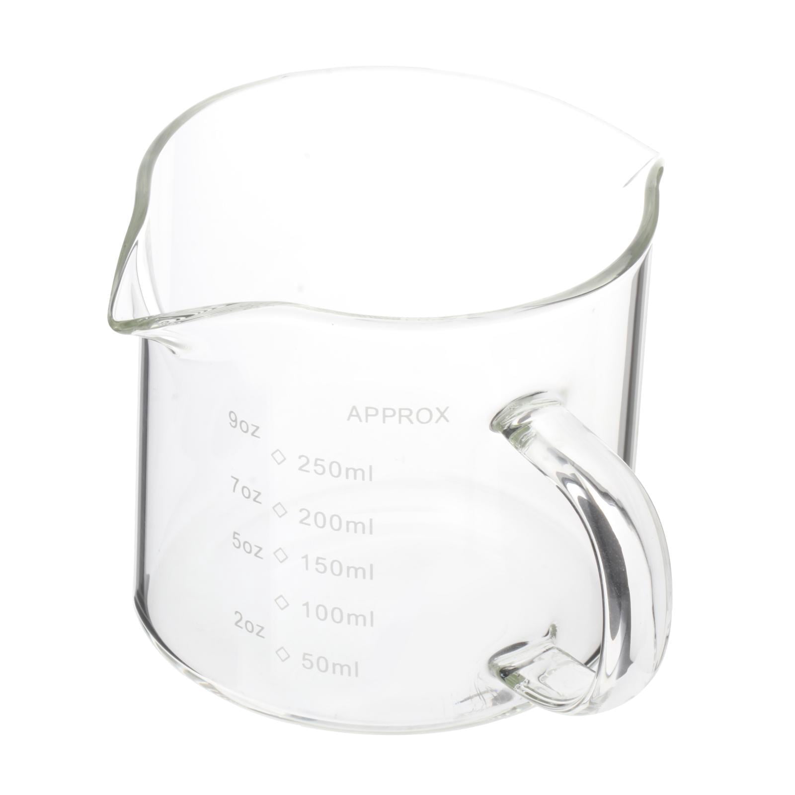 TISHITA 4x Espresso Glasses Coffee Measuring Cup, Mini Measuring Cup Double Spouts Milk Cup, Clear Glass Pitcher for Fruit Juice 250ml,