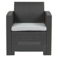 thumbnail image 3 of Chaise en fausse rotin gris clair avec coussin gris clair tout temps, 3 of 9